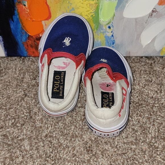 Polo Ralph Lauren Slip On Slater Canvas Toddler Shoes Size 4 - Picture 5 of 9